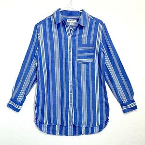 Tommy Bahama Womens Shirt Collared Buttoned Up Blue Striped Size XS
